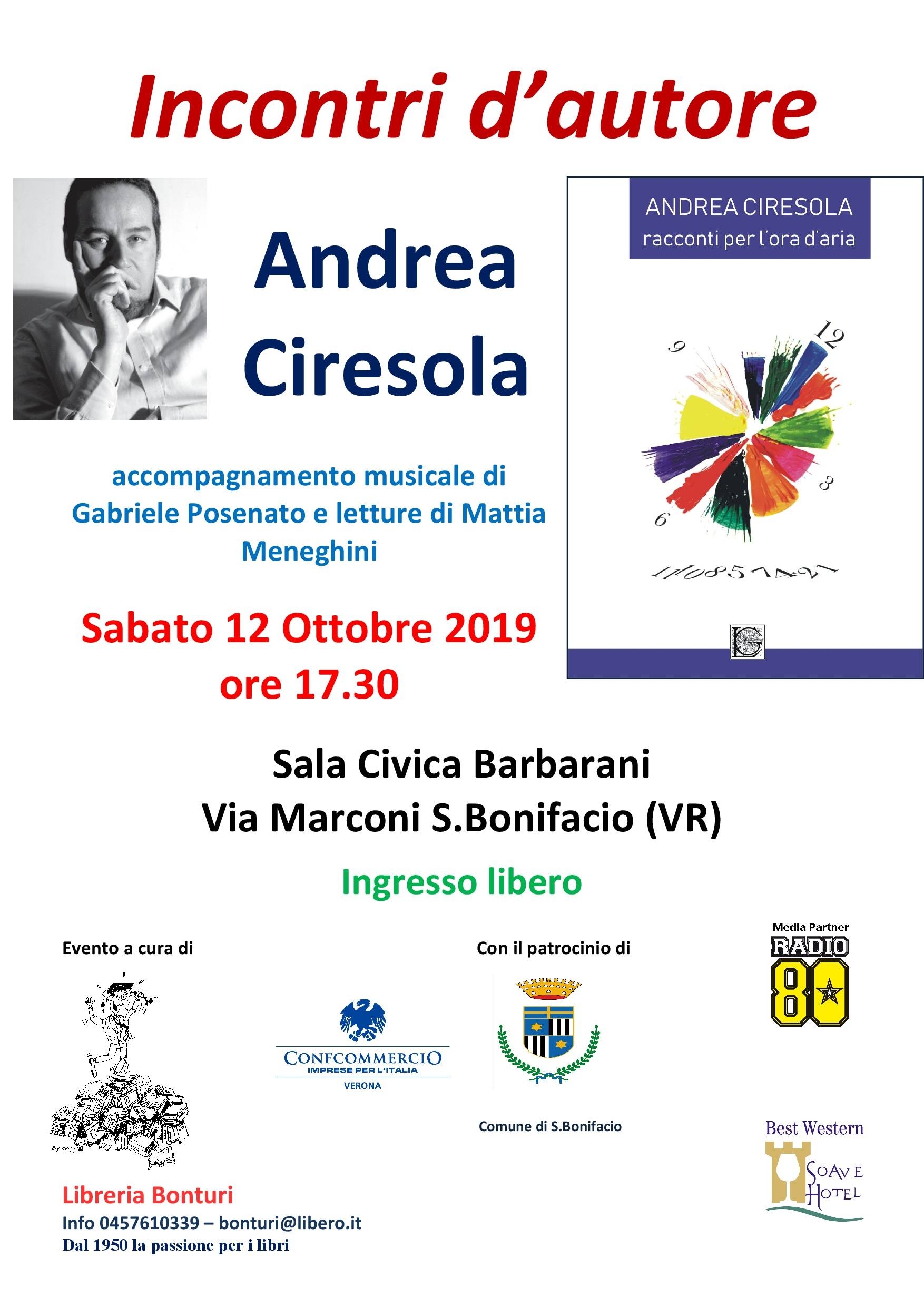 Presentazione a San Bonifacio del libro         RACCONTI PER L’ORA D’ARIA a San Bonifacio               a cura di Paolo Ambrosini,                                              titolare della Libreria Bonturi.                                    Ingresso libero, siete tutti invitati.